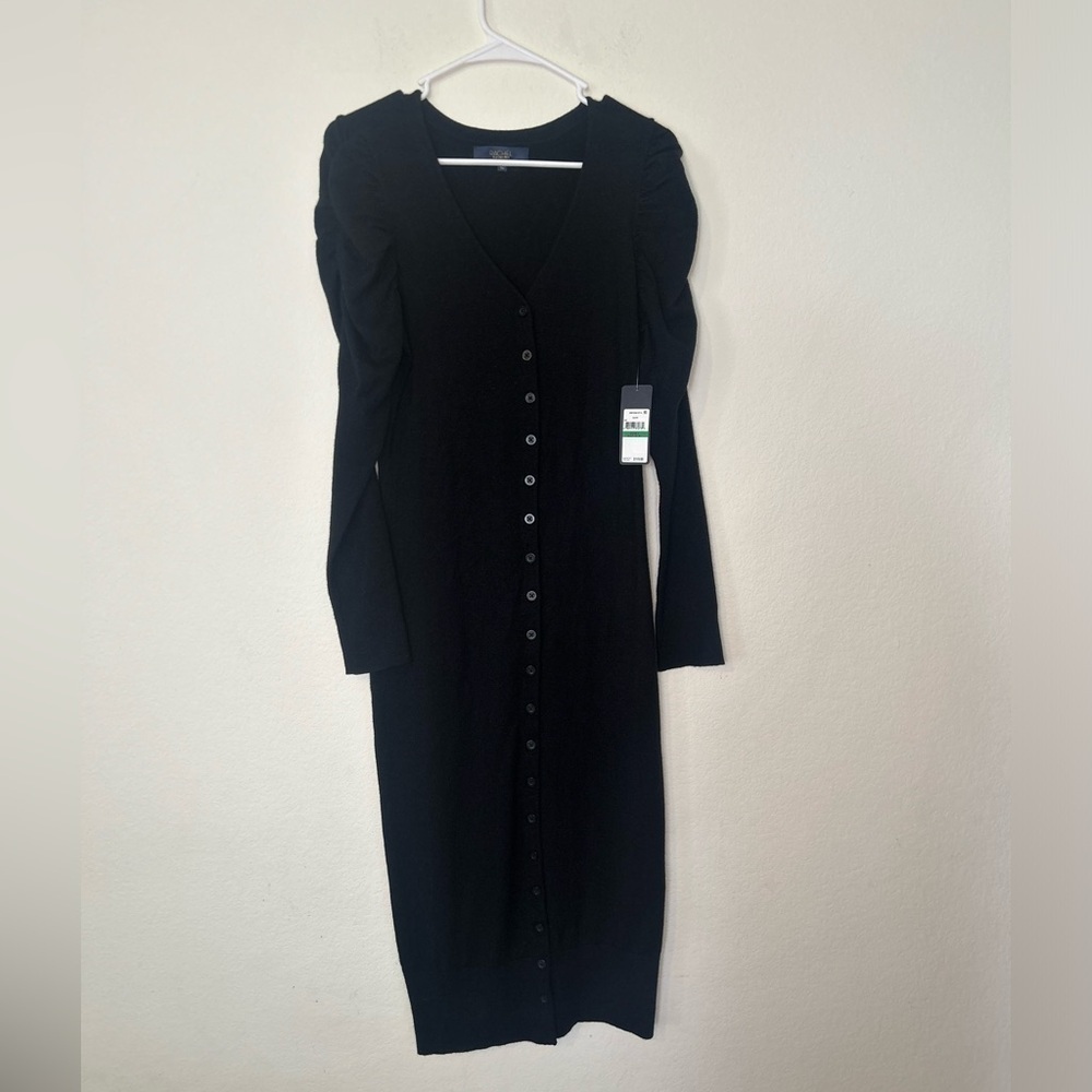 NWT Rachel Roy Button-Down Dress Large In Black MSRP $119.00